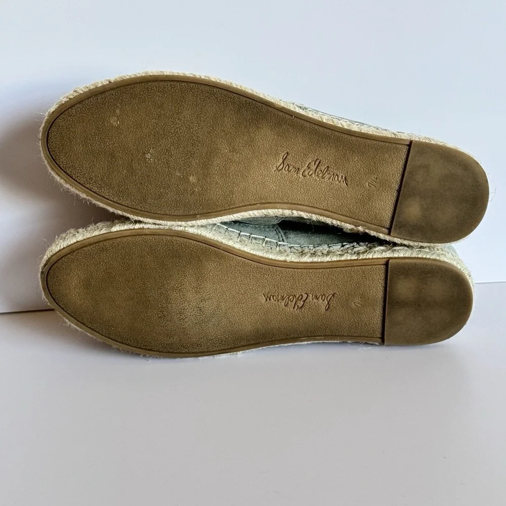 Sam Edelman Khloe Womens 7.5 Sage Suede Espadrille Flats Slip On